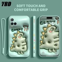 เคสโทรศัพท์ YBD สำหรับ Vivo Y21A Y21E Y21T Y21S Y21 2021 Y33S Y33T Y21G V2111 V2110 V2109 V2135 V2140 ที่ปิดลายตัวการ์ตูนน่ารักของเหลวที่มีลวดลายและฟรีสายคล้องด้านข้าง