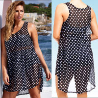 FN946N Plus Size L-3XL Women Beach Dress Polka Dot Cover Up Kaftan Sarong Swimwear Bikini Sunshine