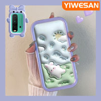 YIWESAN เคสสำหรับ Xiaomi Redmi 9T Redmi 9 Power เคสลายการ์ตูน3D กระต่ายดอกไม้สีสันสดใสกล้องมอนสเตอร์ตัวน้อยนิ่มสำหรับเลนส์กันกระแทกแบบใสเคสมือถือเรียบง่ายฝาครอบป้องกันซิลิโคนความคิดสร้างสรรค์โปร่งใส