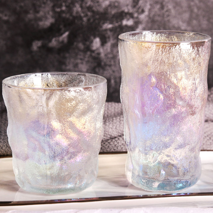 ถ้วยแก้วเบียร์ลายธารน้ำแข็งสุดสร้างสรรค์แก้วน้ำถ้วยใส่อาหารเช้าถ้วยชาสีสันสดใสสำหรับบ้าน