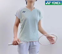 YONEX ชุดแข่งแบดมินตันแขนสั้นสำหรับทั้งหญิงและชายชุดสูทวอลเลย์บอลชุดฝึกซ้อมของเด็กระบายอากาศได้ดีแห้งเร็ว