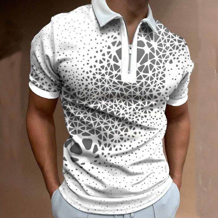 high-quality-mens-zippered-collar-polo-shirt-oversized-casual-sleeves-short-sleeve-print-summer-with-zipper