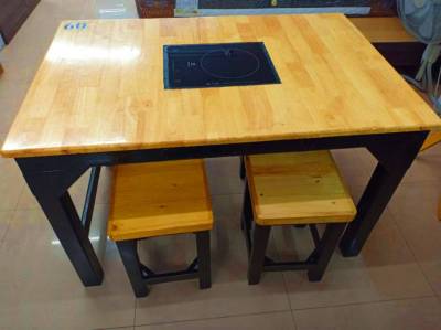 SHOP NBL โต๊ะชาบู+เก้าอี้ KABU 120 Cm // MODEL : TB-999 ดีไซน์สวยหรู สไตล์เกาหลี ขนาด 4 ที่นั่ง สินค้าขายดี แข็งแรงทนทาน ขนาด 80x120x75  Cm