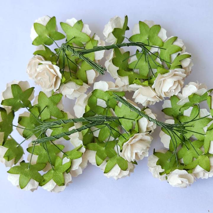 50-ดอก-ขาว-ดอกไม้กระดาษสา-ดอกไม้ประดิษฐ์-ดอกไม้กระดาษ-ดอกกุหลาบ-20-25-mm