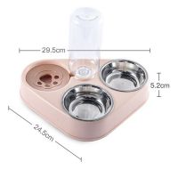 3 In 1 Dog Feeder Bowl With Dog Water Bottle Cat Automatic Drinking Cat Food Bowl Double 3 Bowls Stainless Steel Feeder