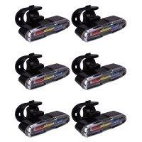 6X USB Rechargeable Front Rear Bicycle Light Lithium Battery LED Bike Taillight Mount Red - White - Blue Light Color