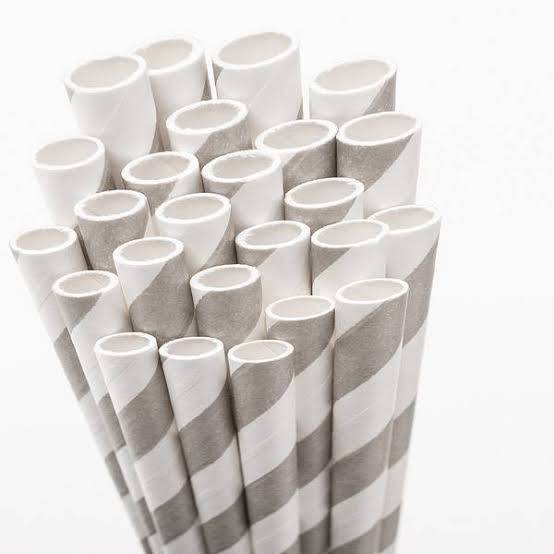 หลอดกระดาษ-หลอดดูดน้ำกระดาษ-ลายริ้วเทาสลับขาว-6-197-มม-300-ชิ้น-พิเศษ-150-บาท-บรรจุกล่องกระดาษ-eco-friendly-100-จัดส่งฟรี-paper-straws-striped-paper-straws-gray-amp-white-color-unwrapped-dia-6-mm-l-19