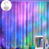 Fairy Light String RGB 16สี LED Curtain Light ตกแต่งคริสต์มาสสำหรับบ้านปีใหม่ห้องนอนไฟ Garland Xmas Decor