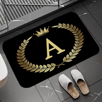 Black Golden Crown Letter Floor Mats Non-slip Kitchen Rug Doormat Entrance Door Home Welcome Carpet Washable Absorbent Bath Mat