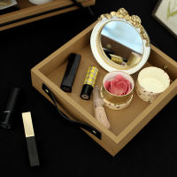 Cuife Vintage Wooden Handle Cake Storage Trays Decorative Breakfast Food Kitchen Table Tray Jewelry Ring Perfume Wedding Tray