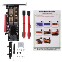 PCI-E 3.0 X16 To M.2 SSD PCIEไปM2อะแดปเตอร์Raiser M B MSATA 2 X 7Pinพอร์ตSATA NVME M2 SSD AHCI MSATA 3ใน1 Riser Card