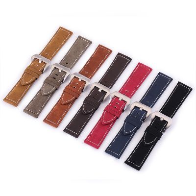 New Style Vintage Leather Watchband 18mm 20mm 22mm 24mm Frosted Handmade Thick Line Strap Watch Accessories Band