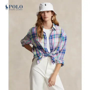 Buy Polo Ralph Lauren Women Blue Relaxed Fit Linen Shirt Online