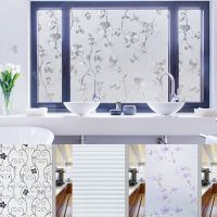 1 Roll Frosted Privacy Floral Pattern Window Film Home Bedroom Bathroom Glass Window Film Stickers No Glue Self Adhesive Sticker