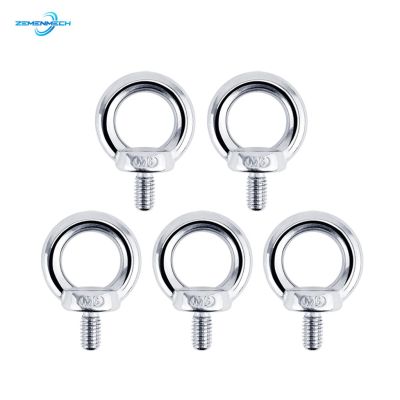 5PCS Boat Accessories DIN580 M6 Eye Bolt 304 Stainless Steel Marine Lifting Eye Screws Ring Loop Hole for Cable Rope Eyebolt Accessories