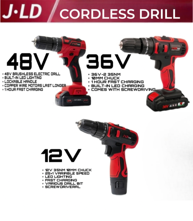 J.LD LithiumIon Cordless Drill / Driver Kit, Compact, Screwdriver