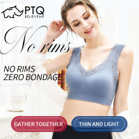 PTQ Push Up Bra ลูกไม้ที่สวยงามกลับรวบรวมชุดชั้นในป้องกันการหย่อนคล้อยชุดชั้นในสตรีที่ไร้รอยต่อ Girly ชุดชั้นใน