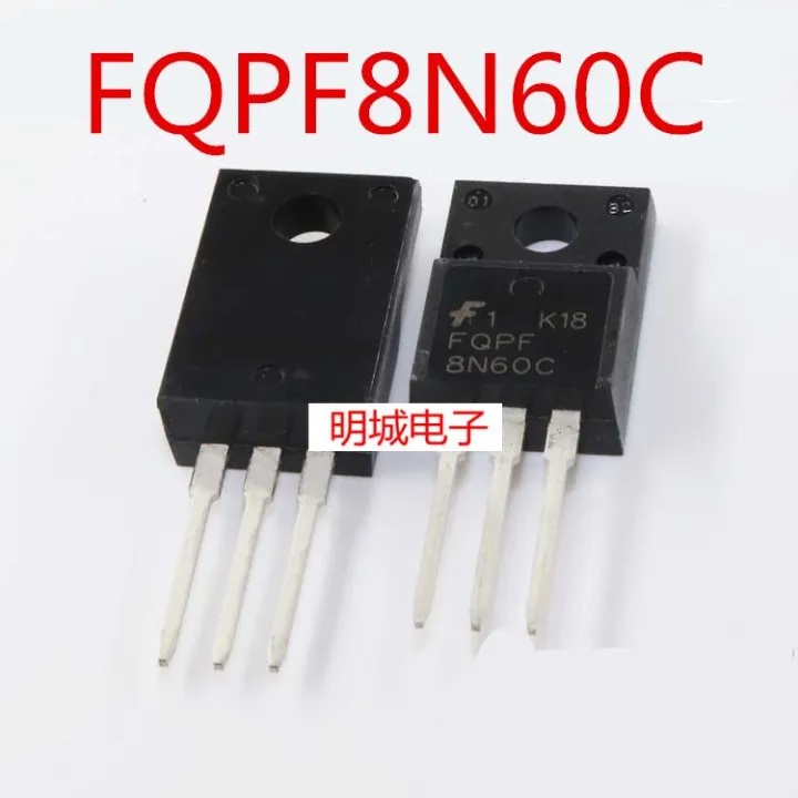 10pcs FQPF8N60C 8N60C 8N60 600V 8A MOSFET N-ช่องทรานซิสเตอร์ TO-220F ...