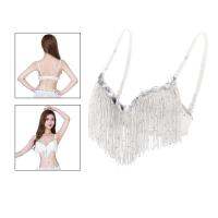 BolehDeals Belly Dance Bra ประกายประดับด้วยเลื่อมพู่ Top Party Club สีขาว