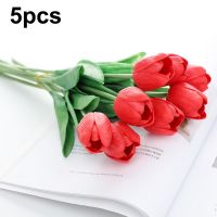 【DT】 hot  5pcs/set Simulation Tulip Artificial Flowers PU Wedding Home Garden Party Room Bouquet Decoration No Vase 31cm