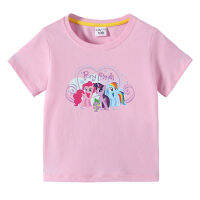 Rainbow Ponys Tshirt With Light Boys Girls Tops 100% Cotton Summer Lesure BaBy Short-Sleeved Lesure Kid S