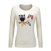 Yolanda Paz new 2019 autumn winter female cartoon owl pattern long sleeves o-neck knitted pullover high quality women sweater