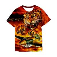 2023 NewBoy Animal Printed T-shirt Tiger And Lion T Shirt 4 5 6 7 8 9 10 11 12 13 14 Years Kids Boys Girls Tops Tees Children Clothing