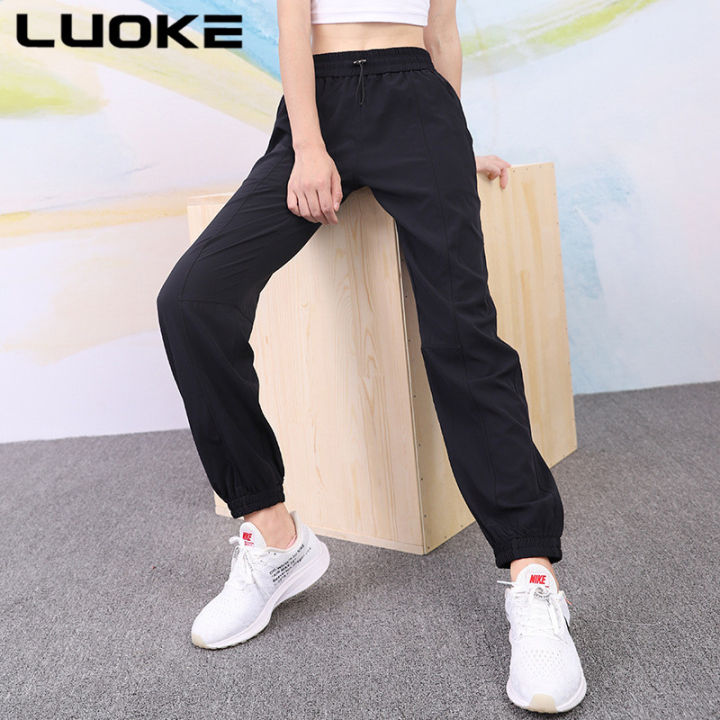 luoke-leggings-ผู้หญิง-วิ่งและกางเกงกีฬา-กางเกง-workwear-บางแห้งเร็วเอวสูงโยคะผ้าตาข่ายเสื้อผ้าลำลองหลวมสีแดง