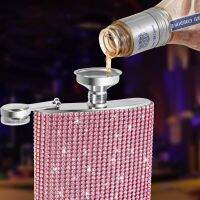 【LZ】♣  Aço inoxidável Hip Frascos Alta Qualidade Bling Diamante Vinho Whisky Pot Garrafa De Álcool Funil Copo De Viagem Bebedor 6oz