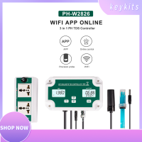 Keykits-WiFi ออนไลน์ PH TDS Controller Professional 3-In-1 Ph/tds/temp Water Quality Detector PH Controller พร้อมรีเลย์ปลั๊ก Repleaceable Electrode BNC Type Probe เครื่องทดสอบคุณภาพน้ำสำหรับ Aquarium Hydroponics Tank Monitor 14.00pH / 19990ppm 199.0ppt /