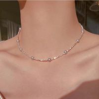 925 Silver Broken Silver Natural Shell Pearls Perfect Circle Natural Pearl Starry Necklace Clavicle Chain