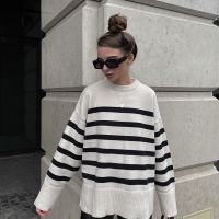 ☞ PB ZA 2023 New Womens and Sleeve Round Neck Pullover Knitted Sweater