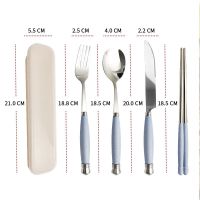 Wheat Straw Stainless Steel Cutlery Set Spoon Fork Chopsticks Creative Cutlery Student Travel Storage Box Household Tableware Flatware SetsTH