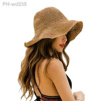 Women Elegant Straw Sunhat Foldable Outdoor Beach Wide Brim Sunscreen Floppy Bucket Hat