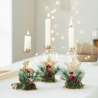 Christmas Golden Wrought Iron Candlestick Snowflake Elk Pendants Christma Oranments Merry Christmas Decor 2023 Happy New Year