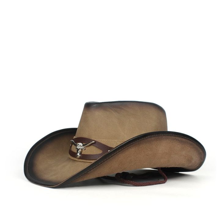 หนังคาวบอยหมวกผู้หญิงผู้ชายตะวันตก-sombrero-hombre-หมวก-pamama-windproof-เชือกหมวกแจ๊ส