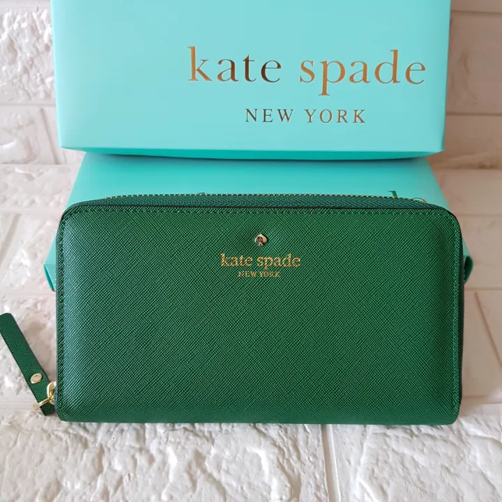 Kate Spade Classic Leather Zip Around Wallet - Green Cedar Street Stacey  Long Wallet | Lazada PH