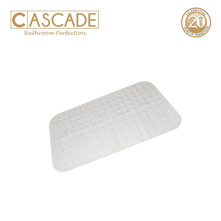 Cascade Rectangular Bath Mat in White L 70 cm x W 39 cm with SureGrip