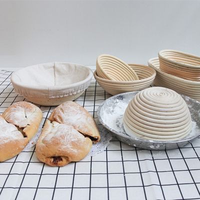 YOMDID Natural Rattan Bread Basket Round Oval Baguette French Bread Storage Basket Pastry Dough Fermentated Basket Kitchen Tools