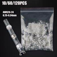 10/60/120PCS Heat Shrink Sleeve Wire Connector White Waterproof AWG26-24 Insulated Butt Wire Tinned Copper Solder Seal Terminal