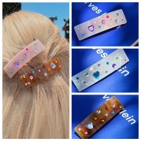 RSDFS พลอยเทียมเทียม คลิปหนีบผม Barrettes บาร์เร็ตต์ กิ๊ฟติดผมอาซีเตท ปรับแต่งได้เอง คลิปสปริง สาวๆ