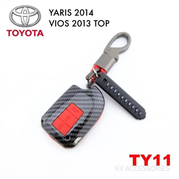 AD.ซองกุญแจรีโมท เคสรีโมทกุญแจเคฟล่า TOYOTA รุ่น YARIS 2014 , VIOS 2013  ปุ่มสีแดง รหัส TY 11