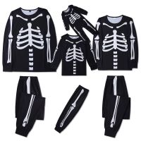 【YF】 2022 Halloween Skeleton Print Long Sleeve Family Matching Pajamas Set Adult Kids Sleepwear Party Clothes Sets