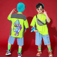 Kids Hip Hop Carnival Clothing Cheerleader Outfits Tshirt Streetwear Jeans Shorts For Girls Boys Jazz Dance Costume Wear Clothes