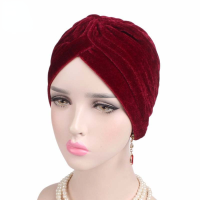 2022 New Muslim Inner Hijab Headscarf Autumn Winter Solid Color Velvet Bonnet For Women Arabian Indian Hats Ethnic Cap Headwear