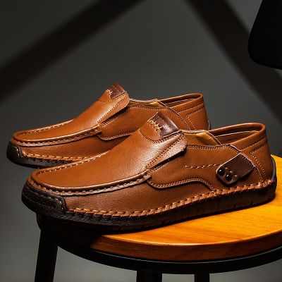 รองเท้าผ้าใบผู้ชายดีไซน์ Sepatu Empuk ผู้ชายสบายๆหนังทำมือรองเท้าหนังนิ่มรองเท้าโลฟเฟอร์ผู้ชายรองเท้าหนังที่สะดวกสบายรองเท้าหนัง