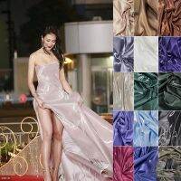 Designer Fabric Crystal Satin Silky Glitter By The Meter for Clothing Wedding Dresses Sewing Liquid Metallic Luster Plain Summer