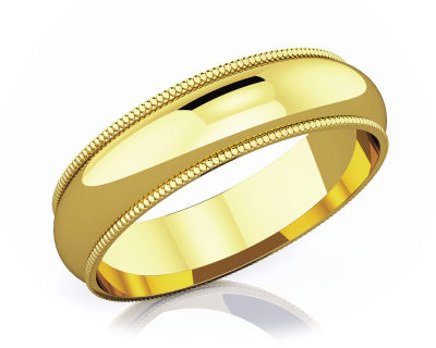 แหวนหมั้นทอง 18K แบบเกลี้ยง 5 mm Milgrain Edge Romantic Classic