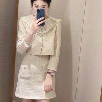 HOT14★Vintage Blazer กระโปรง2ชิ้นชุดผู้หญิง Elegant Cal ROK Mini หญิง MODE Korea Y2K Designer ชุดกระโปรง2023