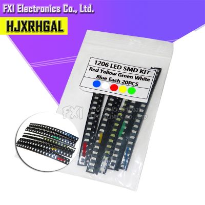 100ชิ้นแพ็คไฟ LED แบบ SMD 1206นำแพคเกจ1206ไฟ LED สีแดงสีขาวมีในสต็อกวงจรรวมใหม่